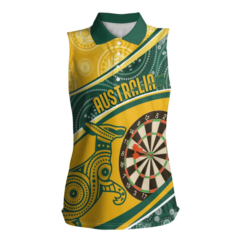 Australia Darts Personalized Indigenous Women Sleeveless Polo Shirt Champion Roos
