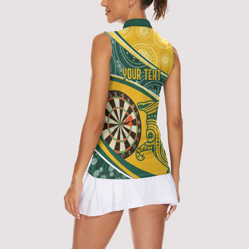Australia Darts Personalized Indigenous Women Sleeveless Polo Shirt Champion Roos