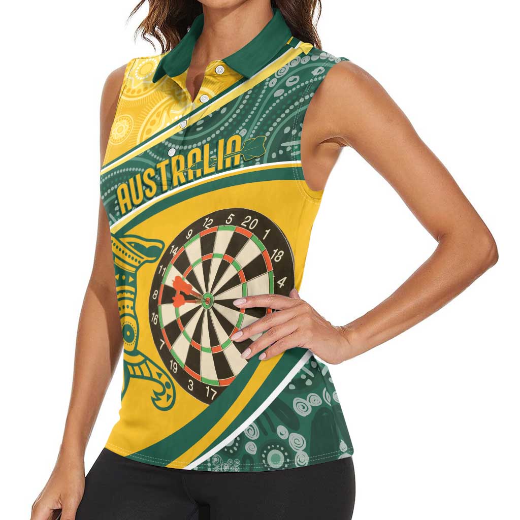 Australia Darts Personalized Indigenous Women Sleeveless Polo Shirt Champion Roos
