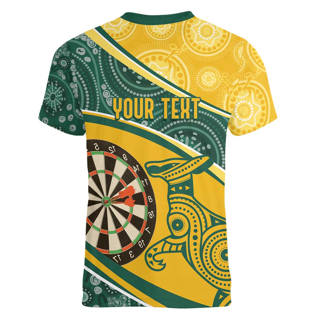 Australia Darts Personalized Indigenous Women V-Neck T-Shirt Champion Roos