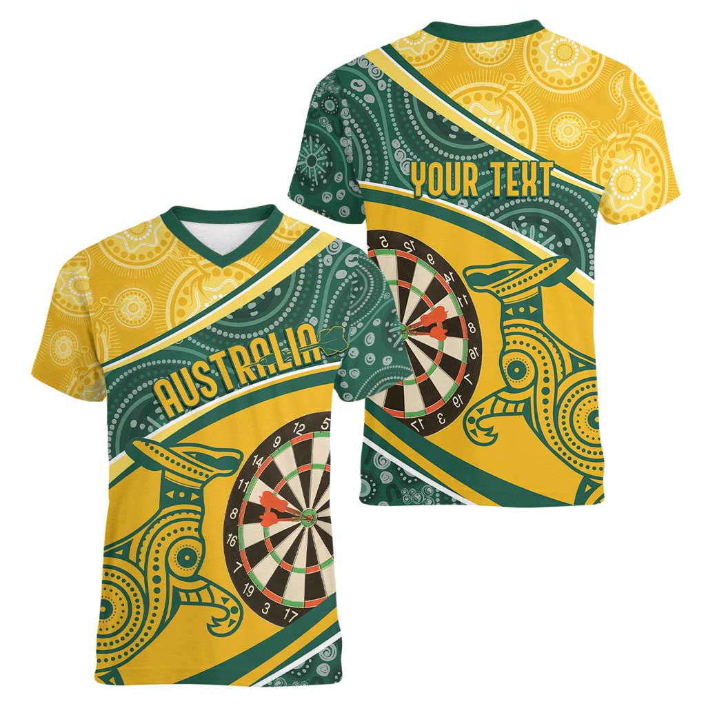 Australia Darts Personalized Indigenous Women V-Neck T-Shirt Champion Roos