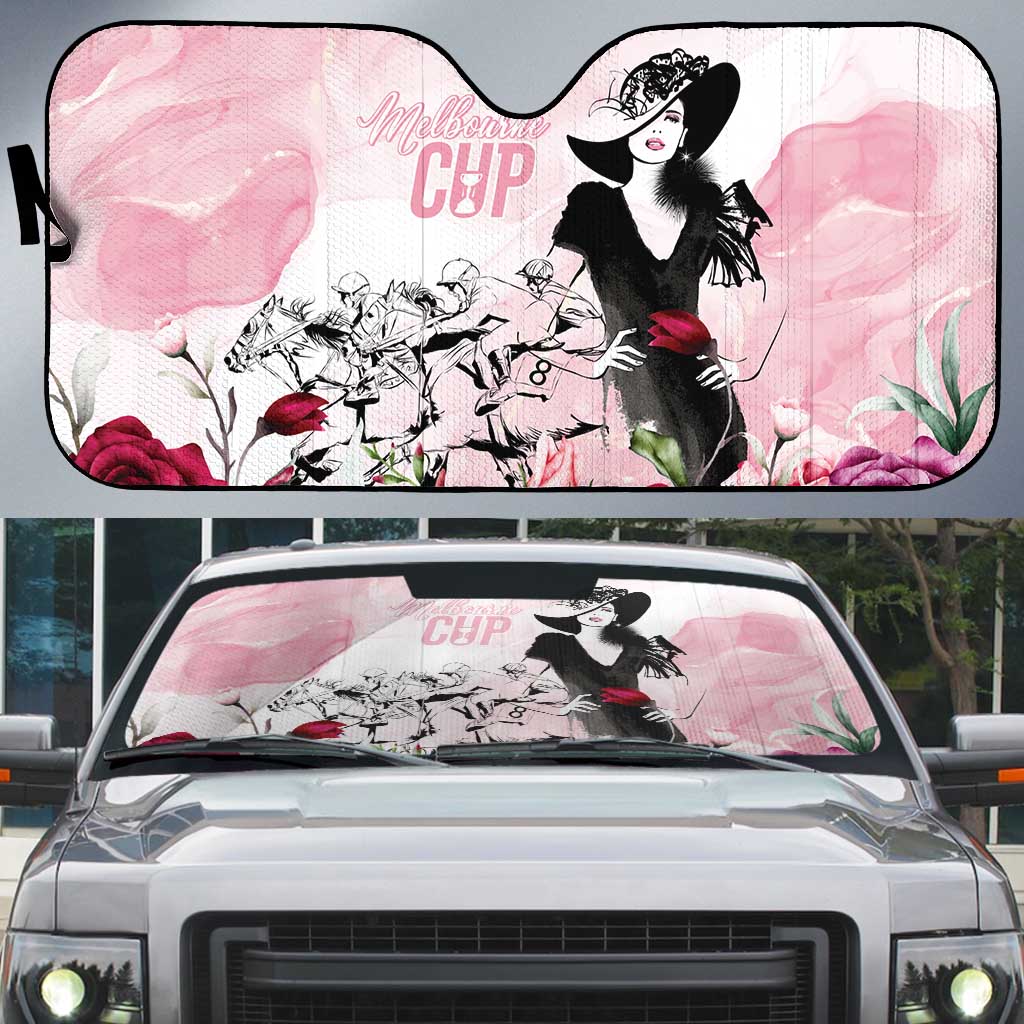 Melbourne Horse Racing Cup Pink Out Derby Auto Sun Shade - Aussie Hoodie