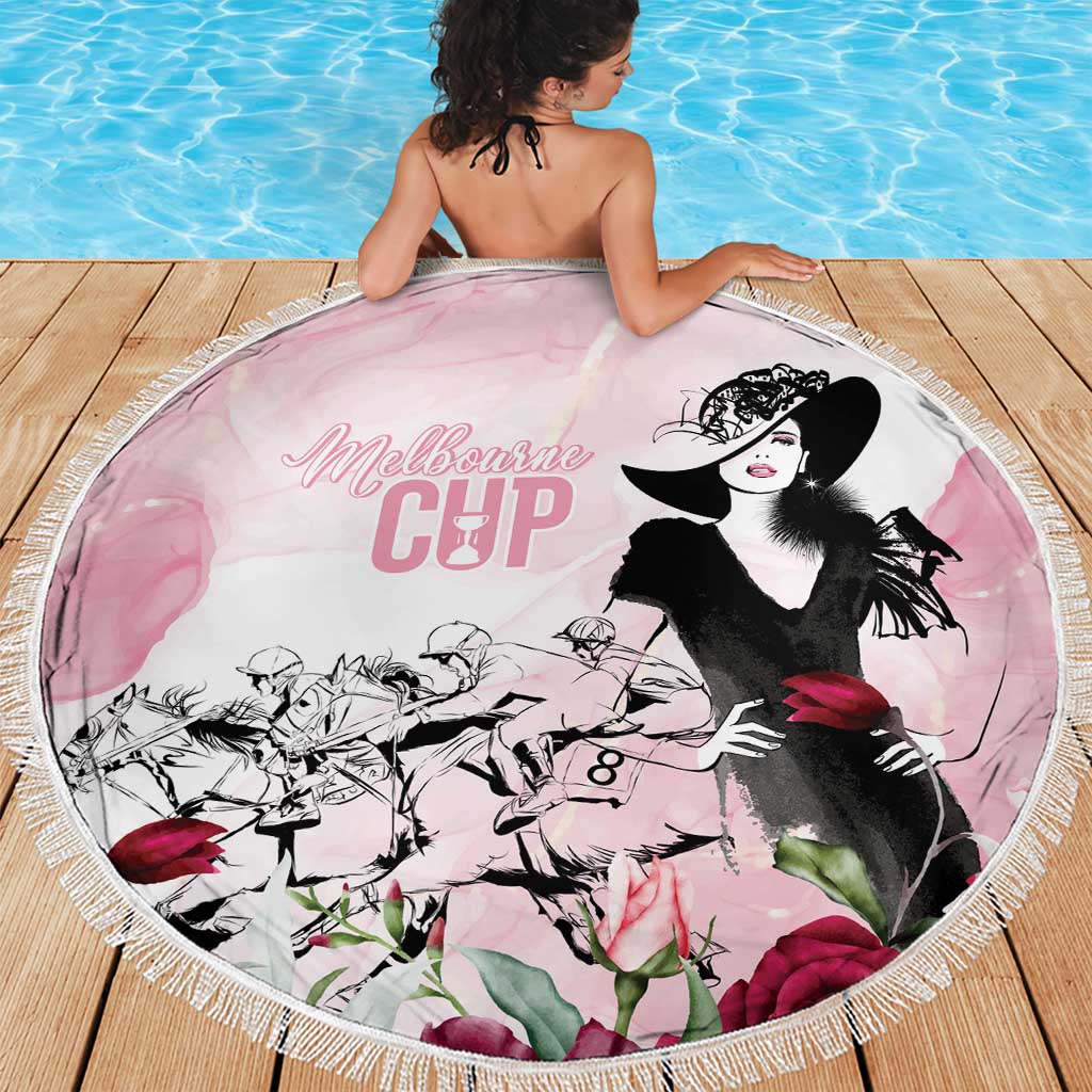 Melbourne Horse Racing Cup Pink Out Derby Beach Blanket - Aussie Hoodie