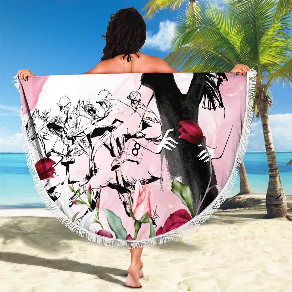 Melbourne Horse Racing Cup Pink Out Derby Beach Blanket - Aussie Hoodie