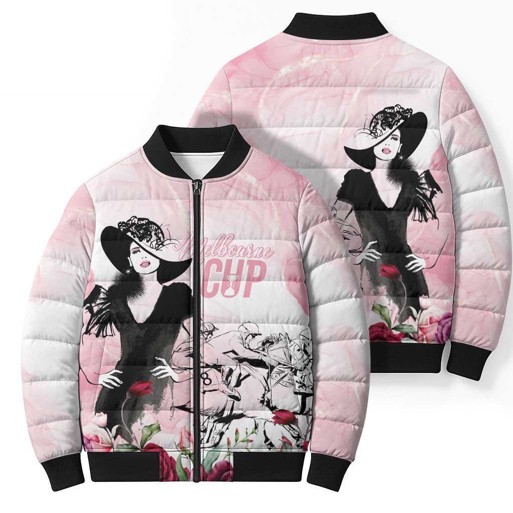 Melbourne Horse Racing Cup Pink Out Derby Bomber Puffer Jacket - Aussie Hoodie