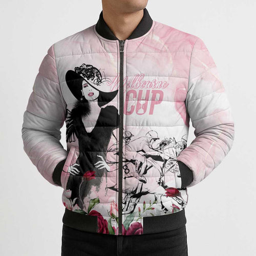 Melbourne Horse Racing Cup Pink Out Derby Bomber Puffer Jacket - Aussie Hoodie