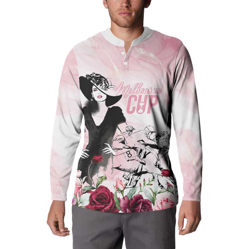 Melbourne Horse Racing Cup Pink Out Derby Button Sweatshirt - Aussie Hoodie