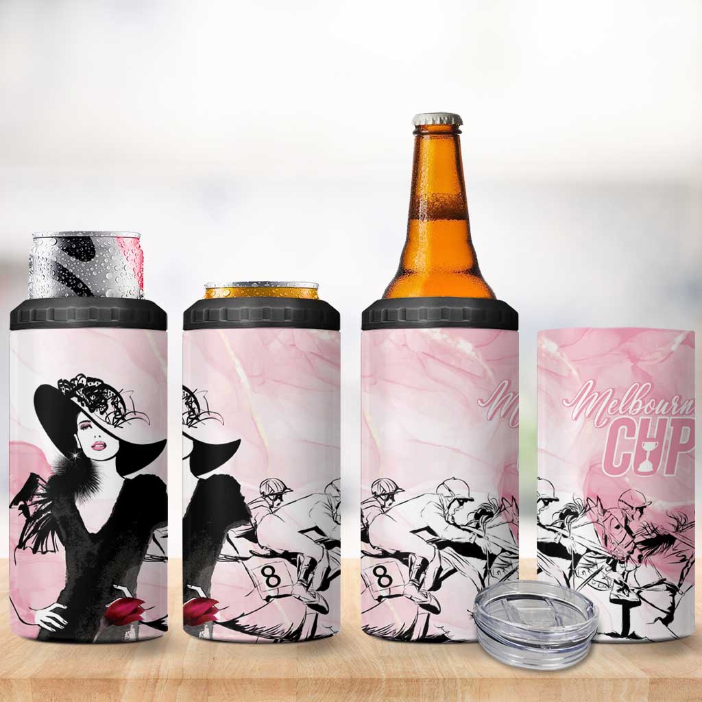 Melbourne Horse Racing Cup Pink Out Derby 4 in 1 Can Cooler Tumbler - Aussie Hoodie
