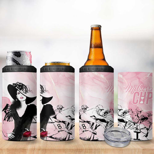 Melbourne Horse Racing Cup Pink Out Derby 4 in 1 Can Cooler Tumbler - Aussie Hoodie