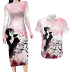 Melbourne Horse Racing Cup Pink Out Derby Couples Matching Long Sleeve Bodycon Dress and Hawaiian Shirt - Aussie Hoodie
