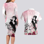 Melbourne Horse Racing Cup Pink Out Derby Couples Matching Long Sleeve Bodycon Dress and Hawaiian Shirt - Aussie Hoodie