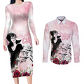 Melbourne Horse Racing Cup Pink Out Derby Couples Matching Long Sleeve Bodycon Dress and Long Sleeve Button Shirt - Aussie Hoodie