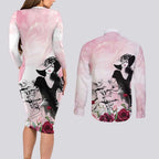 Melbourne Horse Racing Cup Pink Out Derby Couples Matching Long Sleeve Bodycon Dress and Long Sleeve Button Shirt - Aussie Hoodie