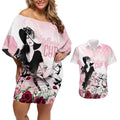 Melbourne Horse Racing Cup Pink Out Derby Couples Matching Off Shoulder Short Dress and Hawaiian Shirt - Aussie Hoodie
