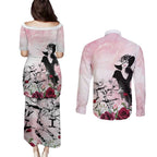 Melbourne Horse Racing Cup Pink Out Derby Couples Matching Puletasi and Long Sleeve Button Shirt - Aussie Hoodie
