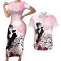 Melbourne Horse Racing Cup Pink Out Derby Couples Matching Short Sleeve Bodycon Dress and Hawaiian Shirt - Aussie Hoodie