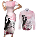 Melbourne Horse Racing Cup Pink Out Derby Couples Matching Short Sleeve Bodycon Dress and Long Sleeve Button Shirt - Aussie Hoodie