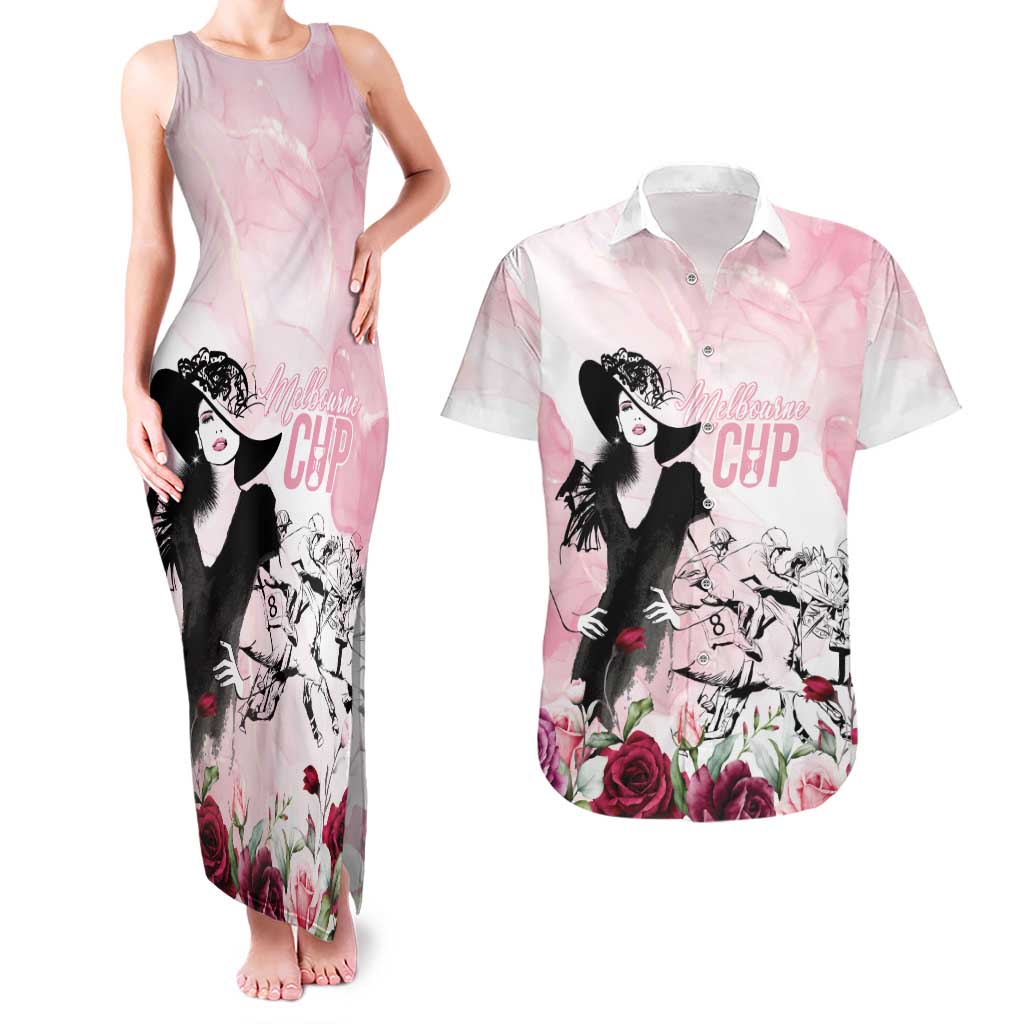Melbourne Horse Racing Cup Pink Out Derby Couples Matching Tank Maxi Dress and Hawaiian Shirt - Aussie Hoodie
