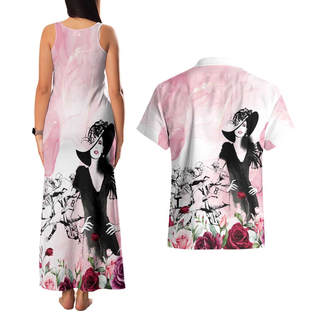Melbourne Horse Racing Cup Pink Out Derby Couples Matching Tank Maxi Dress and Hawaiian Shirt - Aussie Hoodie