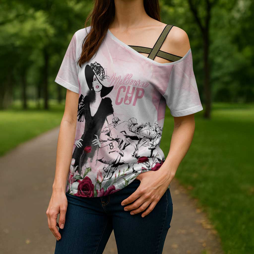 Melbourne Horse Racing Cup Pink Out Derby Cross Shoulder Shirt - Aussie Hoodie