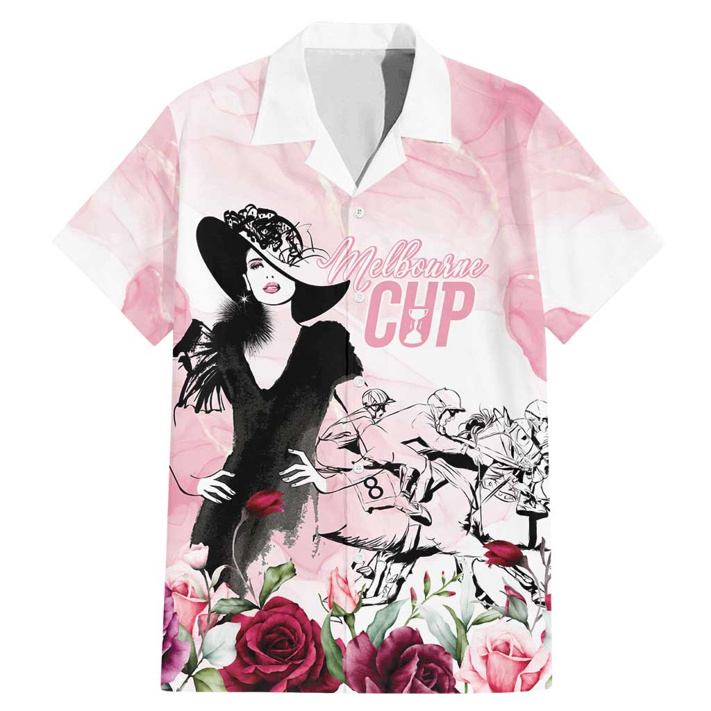 Melbourne Horse Racing Cup Pink Out Derby Family Matching Mermaid Dress and Hawaiian Shirt - Aussie Hoodie
