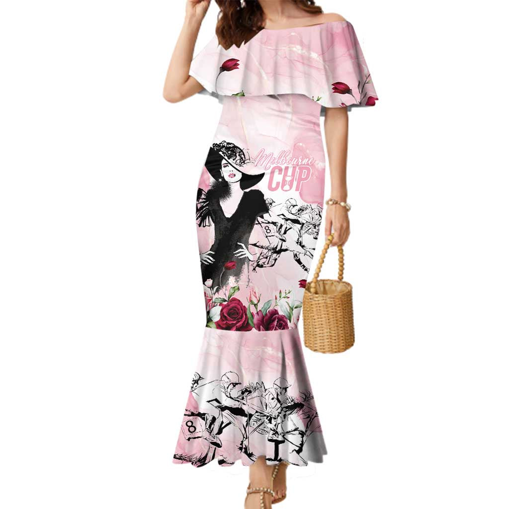 Melbourne Horse Racing Cup Pink Out Derby Family Matching Mermaid Dress and Hawaiian Shirt - Aussie Hoodie