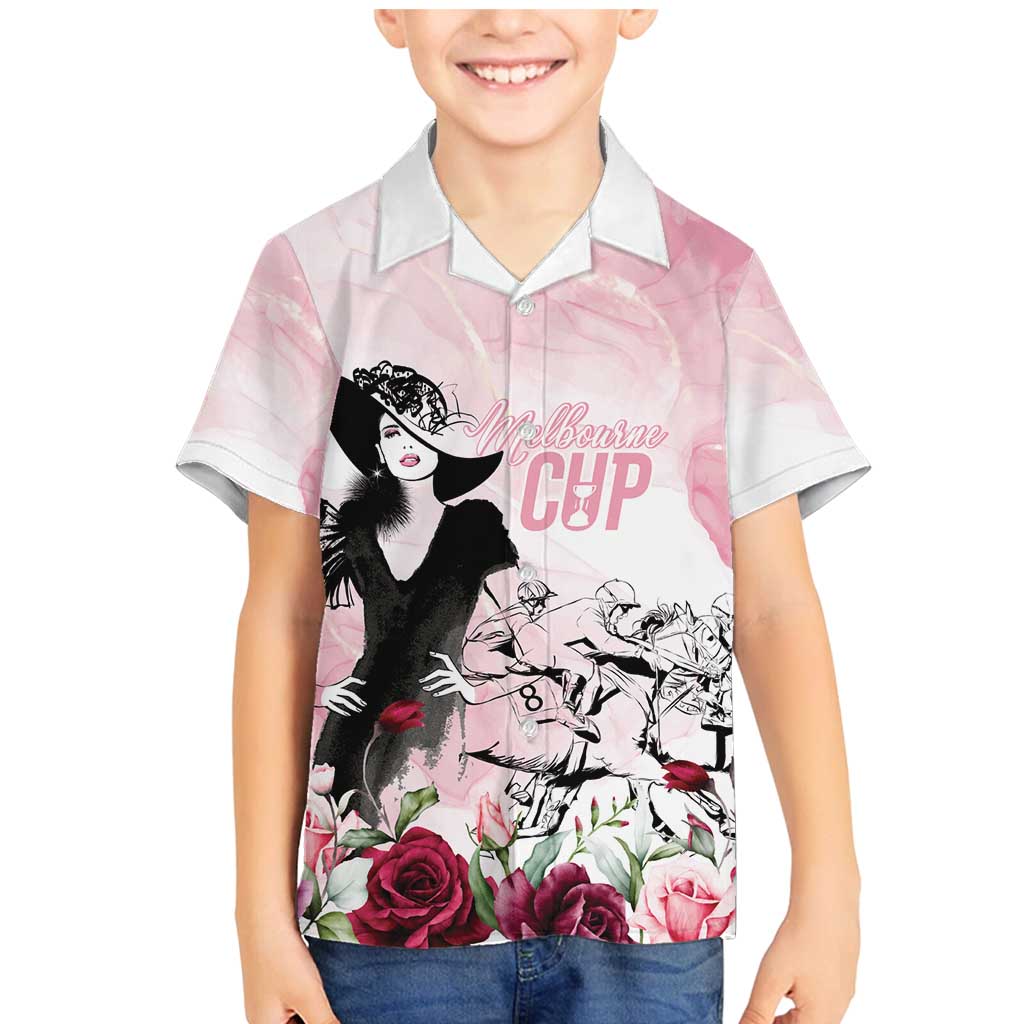 Melbourne Horse Racing Cup Pink Out Derby Family Matching Mermaid Dress and Hawaiian Shirt - Aussie Hoodie