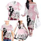 Melbourne Horse Racing Cup Pink Out Derby Family Matching Off The Shoulder Long Sleeve Dress and Hawaiian Shirt - Aussie Hoodie