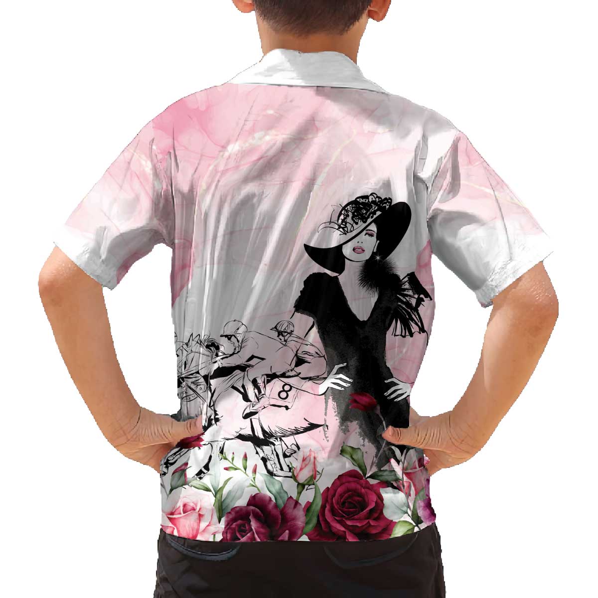 Melbourne Horse Racing Cup Pink Out Derby Family Matching Off The Shoulder Long Sleeve Dress and Hawaiian Shirt - Aussie Hoodie