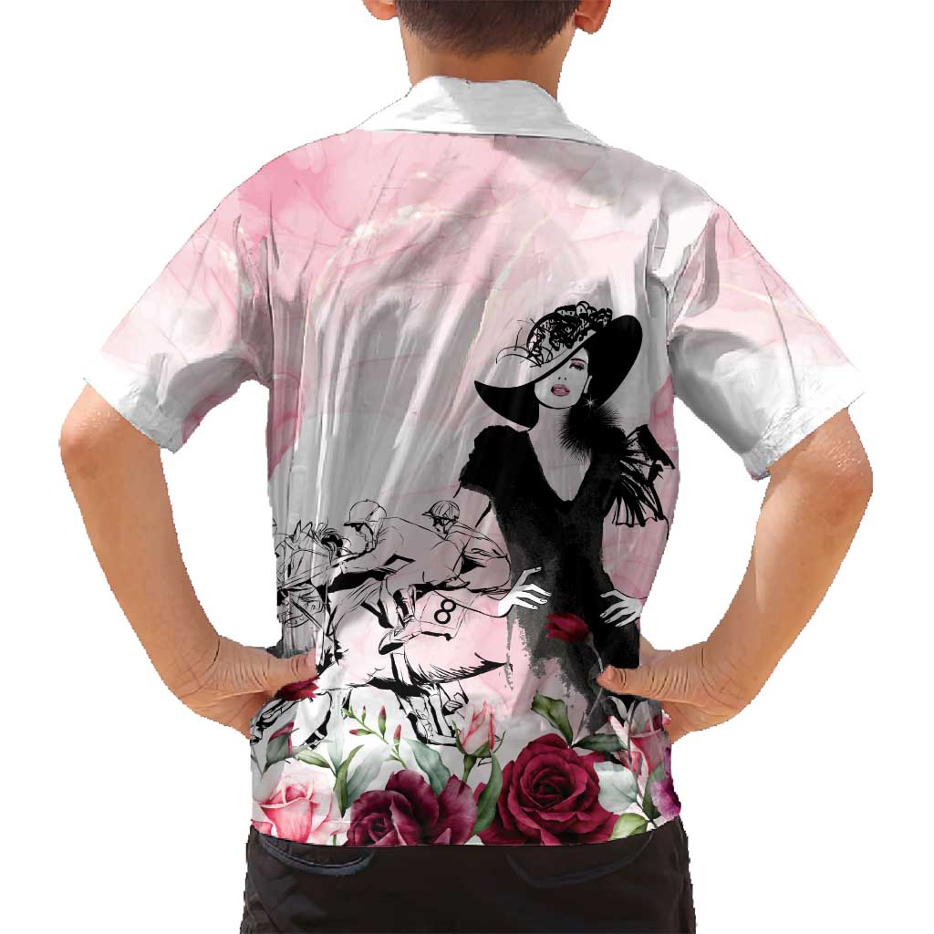 Melbourne Horse Racing Cup Pink Out Derby Family Matching Off Shoulder Maxi Dress and Hawaiian Shirt - Aussie Hoodie