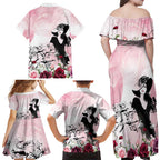 Melbourne Horse Racing Cup Pink Out Derby Family Matching Off Shoulder Maxi Dress and Hawaiian Shirt - Aussie Hoodie