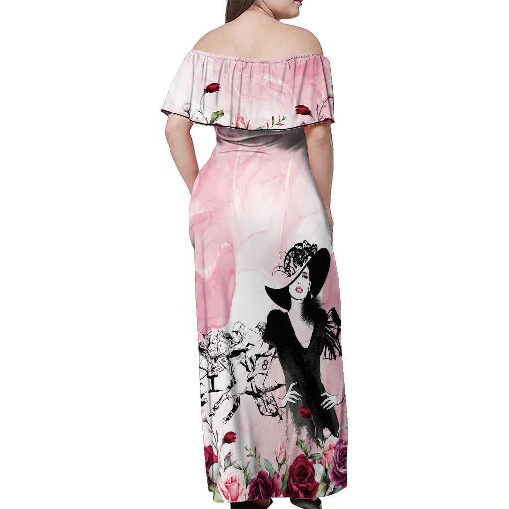 Melbourne Horse Racing Cup Pink Out Derby Family Matching Off Shoulder Maxi Dress and Hawaiian Shirt - Aussie Hoodie