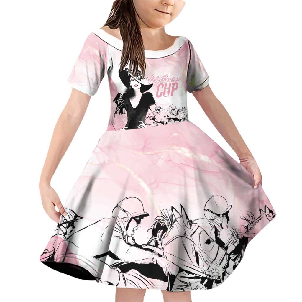 Melbourne Horse Racing Cup Pink Out Derby Family Matching Off Shoulder Short Dress and Hawaiian Shirt - Aussie Hoodie