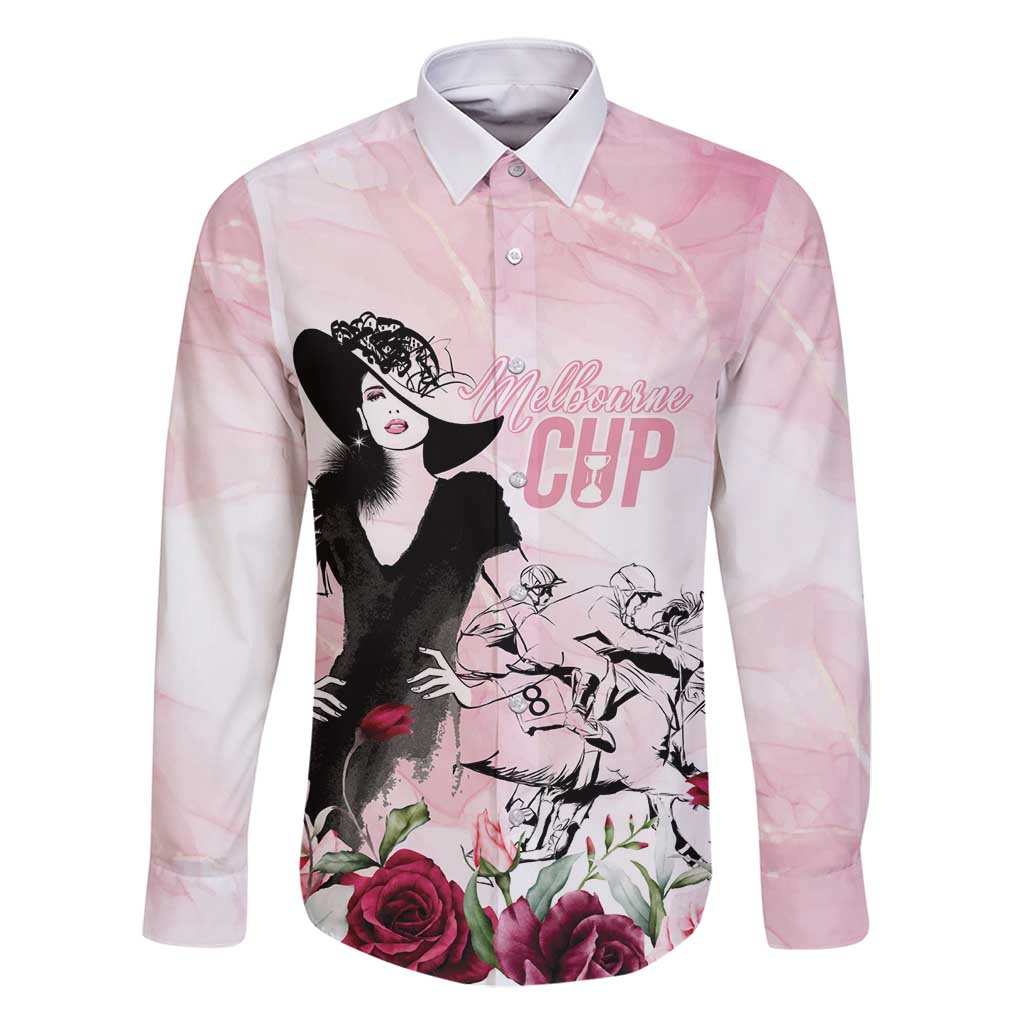Melbourne Horse Racing Cup Pink Out Derby Family Matching Off Shoulder Short Dress and Hawaiian Shirt - Aussie Hoodie