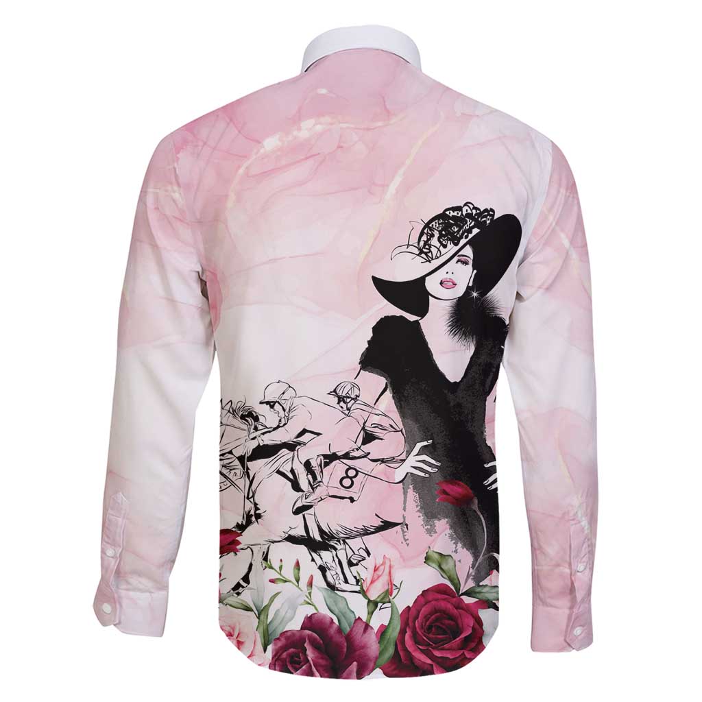 Melbourne Horse Racing Cup Pink Out Derby Family Matching Off Shoulder Short Dress and Hawaiian Shirt - Aussie Hoodie