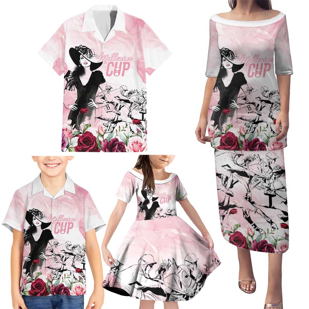 Melbourne Horse Racing Cup Pink Out Derby Family Matching Puletasi and Hawaiian Shirt - Aussie Hoodie