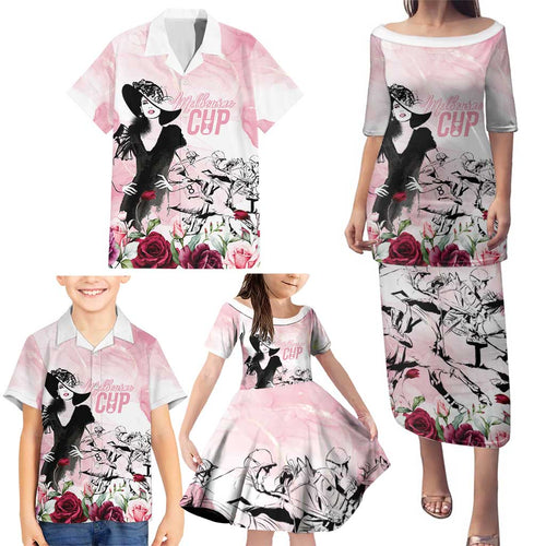 Melbourne Horse Racing Cup Pink Out Derby Family Matching Puletasi and Hawaiian Shirt - Aussie Hoodie