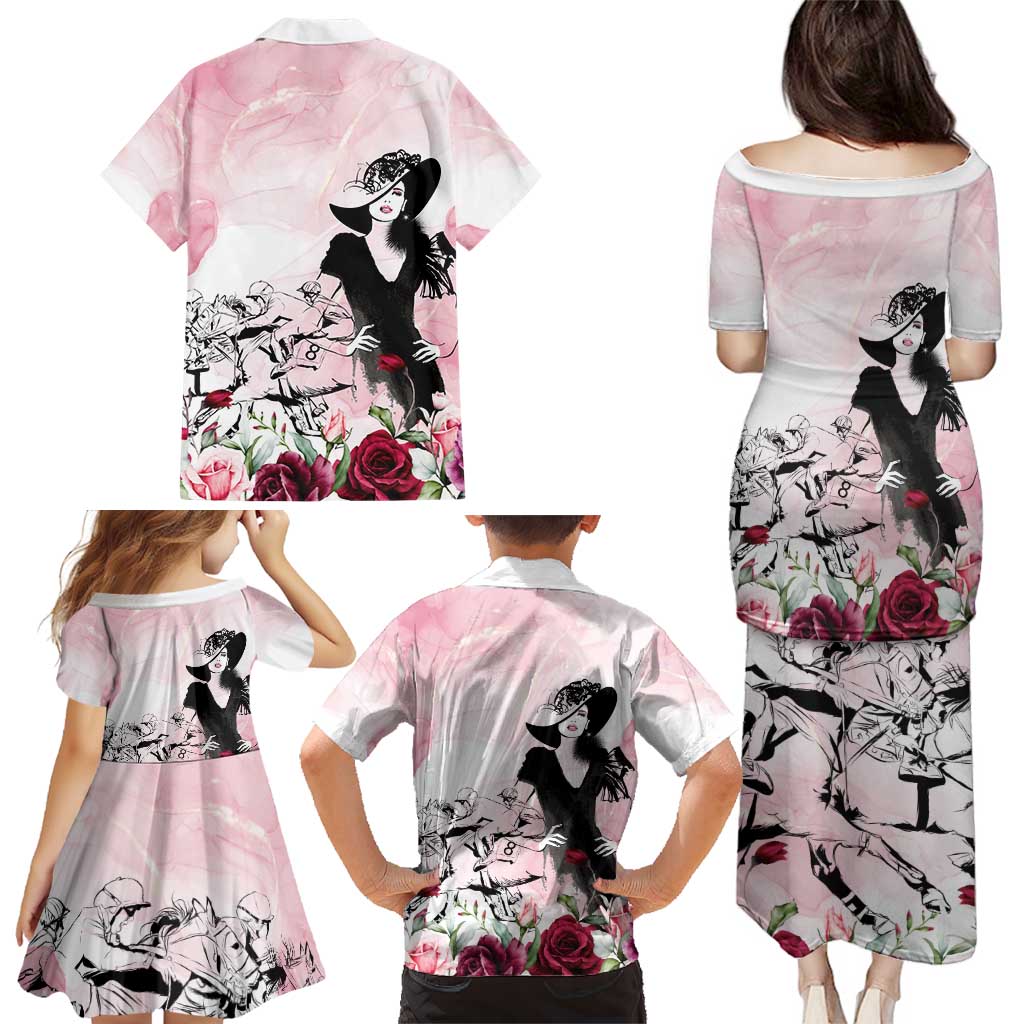 Melbourne Horse Racing Cup Pink Out Derby Family Matching Puletasi and Hawaiian Shirt - Aussie Hoodie