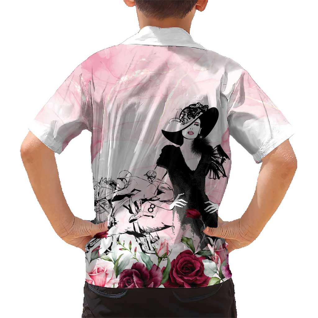 Melbourne Horse Racing Cup Pink Out Derby Family Matching Short Sleeve Bodycon Dress and Hawaiian Shirt - Aussie Hoodie