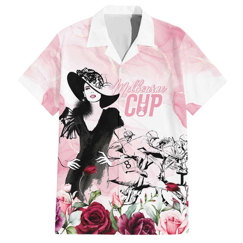 Melbourne Horse Racing Cup Pink Out Derby Family Matching Short Sleeve Bodycon Dress and Hawaiian Shirt - Aussie Hoodie