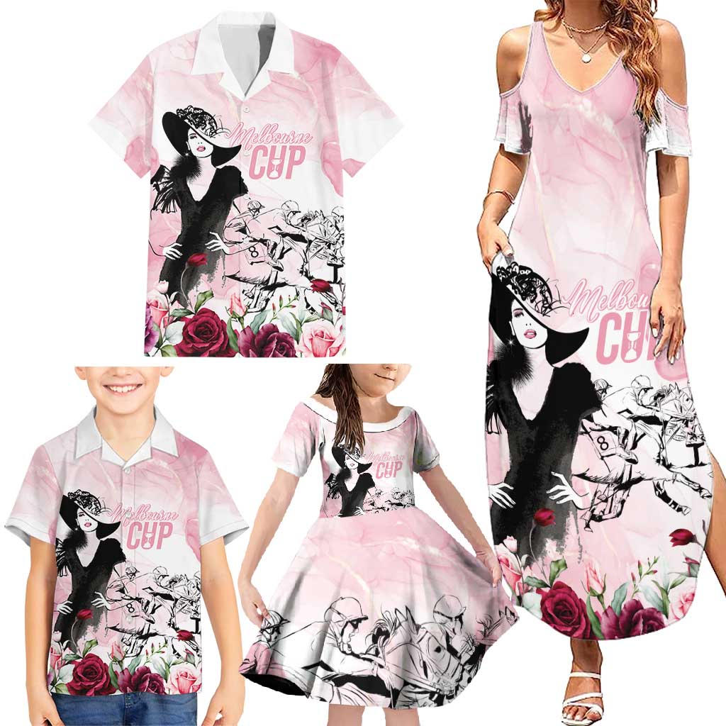 Melbourne Horse Racing Cup Pink Out Derby Family Matching Summer Maxi Dress and Hawaiian Shirt - Aussie Hoodie