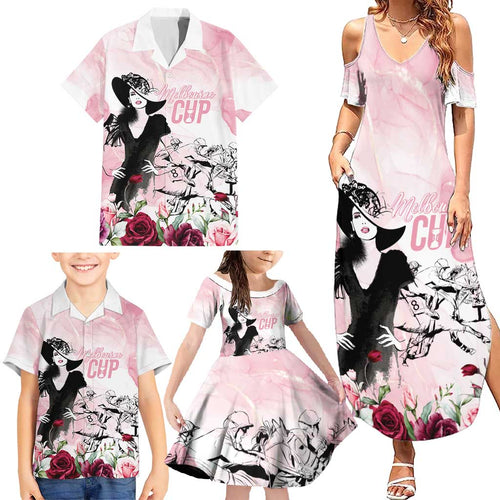 Melbourne Horse Racing Cup Pink Out Derby Family Matching Summer Maxi Dress and Hawaiian Shirt - Aussie Hoodie