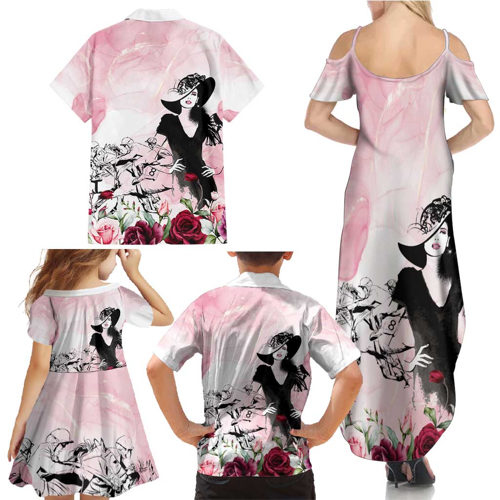 Melbourne Horse Racing Cup Pink Out Derby Family Matching Summer Maxi Dress and Hawaiian Shirt - Aussie Hoodie