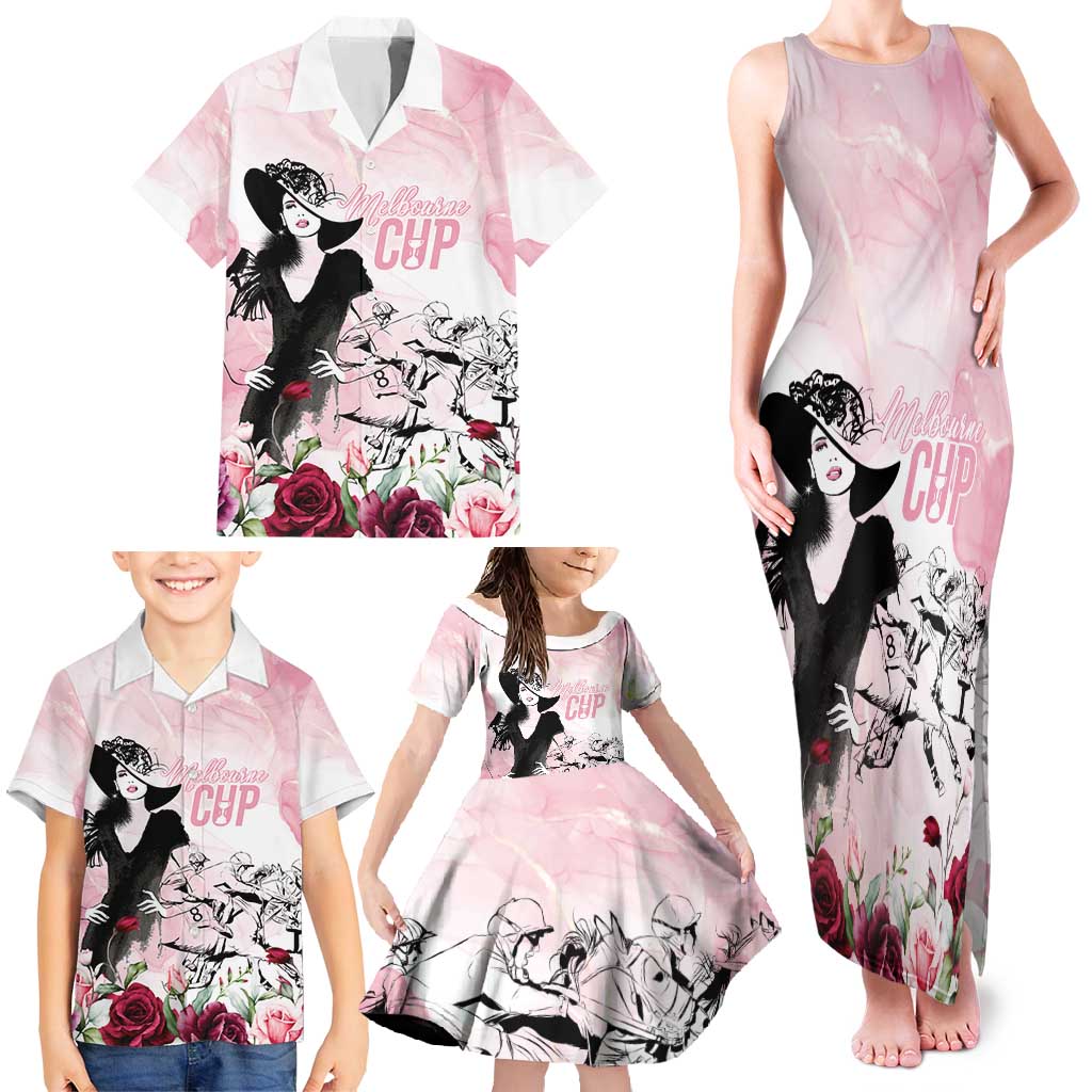 Melbourne Horse Racing Cup Pink Out Derby Family Matching Tank Maxi Dress and Hawaiian Shirt - Aussie Hoodie