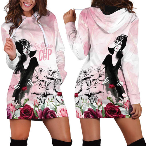 Melbourne Horse Racing Cup Pink Out Derby Hoodie Dress - Aussie Hoodie