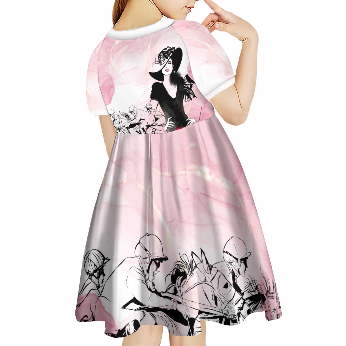 Melbourne Horse Racing Cup Pink Out Derby Kid Short Sleeve Dress - Aussie Hoodie