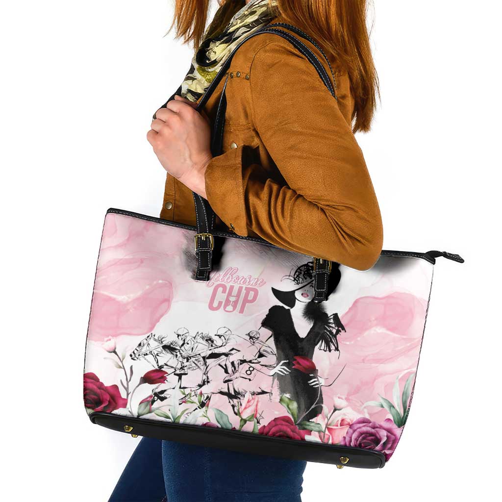 Melbourne Horse Racing Cup Pink Out Derby Leather Tote Bag - Aussie Hoodie
