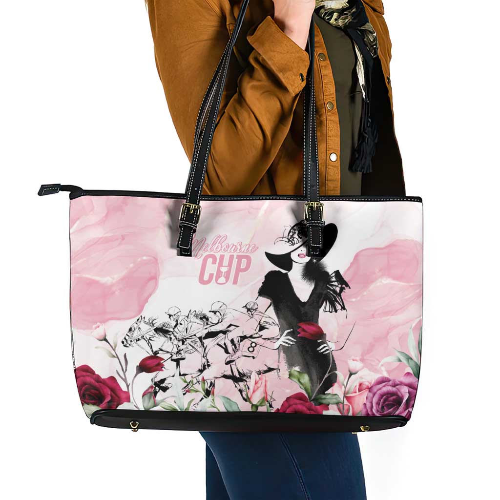 Melbourne Horse Racing Cup Pink Out Derby Leather Tote Bag - Aussie Hoodie