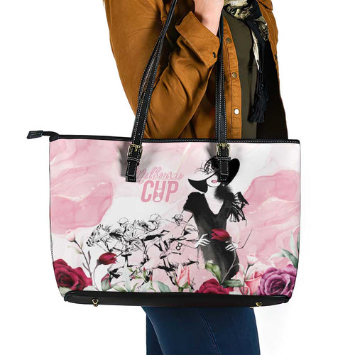 Melbourne Horse Racing Cup Pink Out Derby Leather Tote Bag - Aussie Hoodie