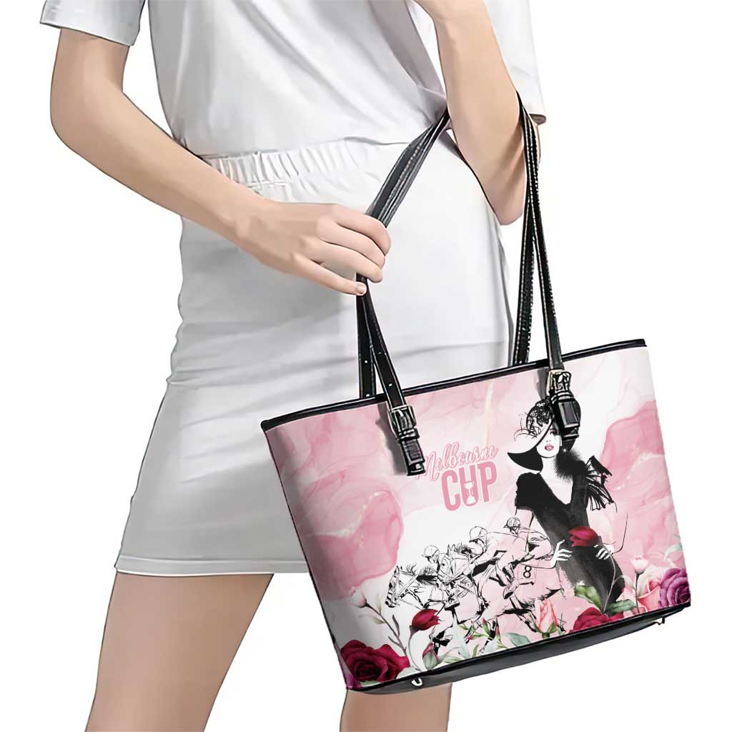 Melbourne Horse Racing Cup Pink Out Derby Leather Tote Bag - Aussie Hoodie